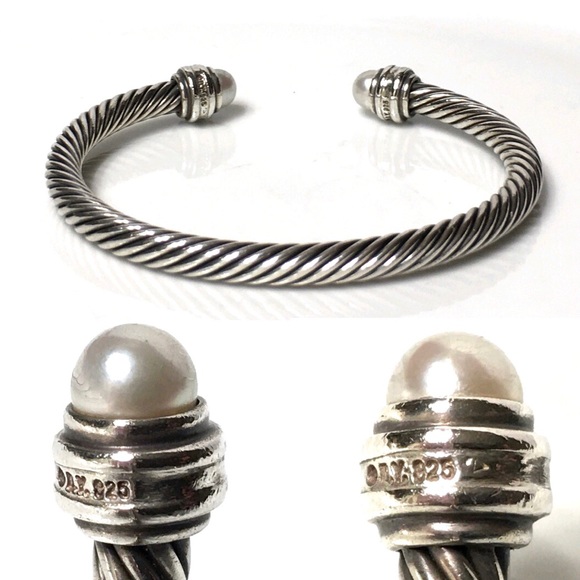 David Yurman Pearl Diamond Cable Cuff Bracelet - Picture 4 of 6